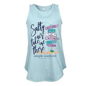 NWOT Simpy Southern Blue Tank Salty Air Take Me There